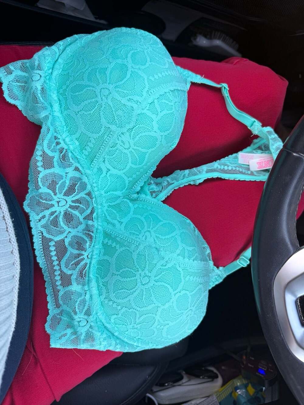 Victoria's Secret PINK Green Floral Lace Push-Up Bra Size M (A-C)